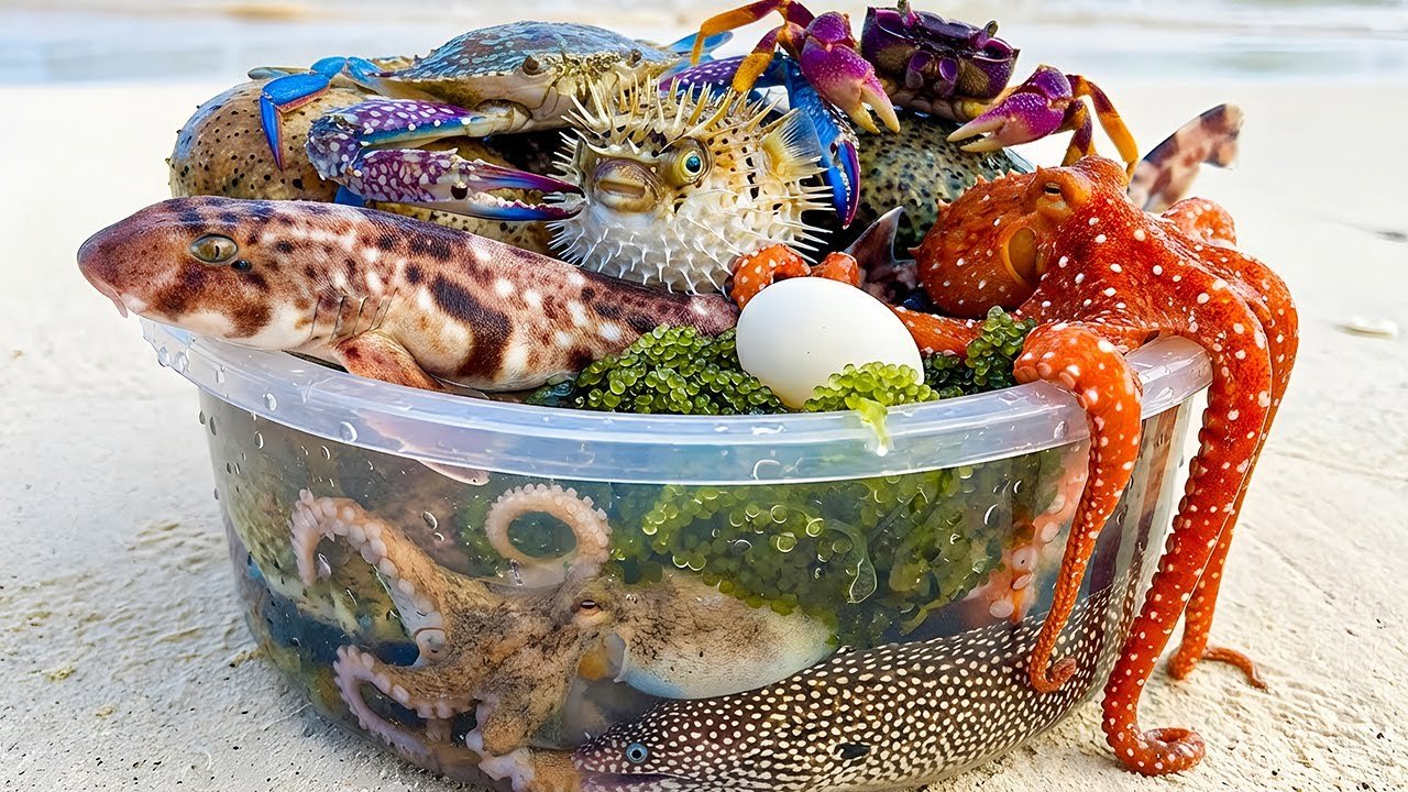 🦈 Shark 🐡 Spiny Pufferfish Family🥚Bizarre Egg 🐙Color-Changing Octopus⚡Electric Eel 🦀Four-Legged Crab