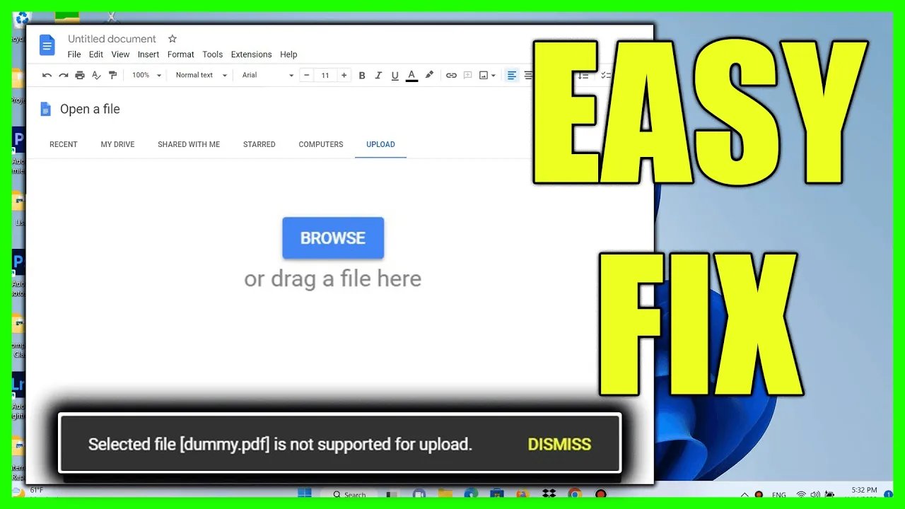 Fix Selected File is not Supported for Upload Google Docs