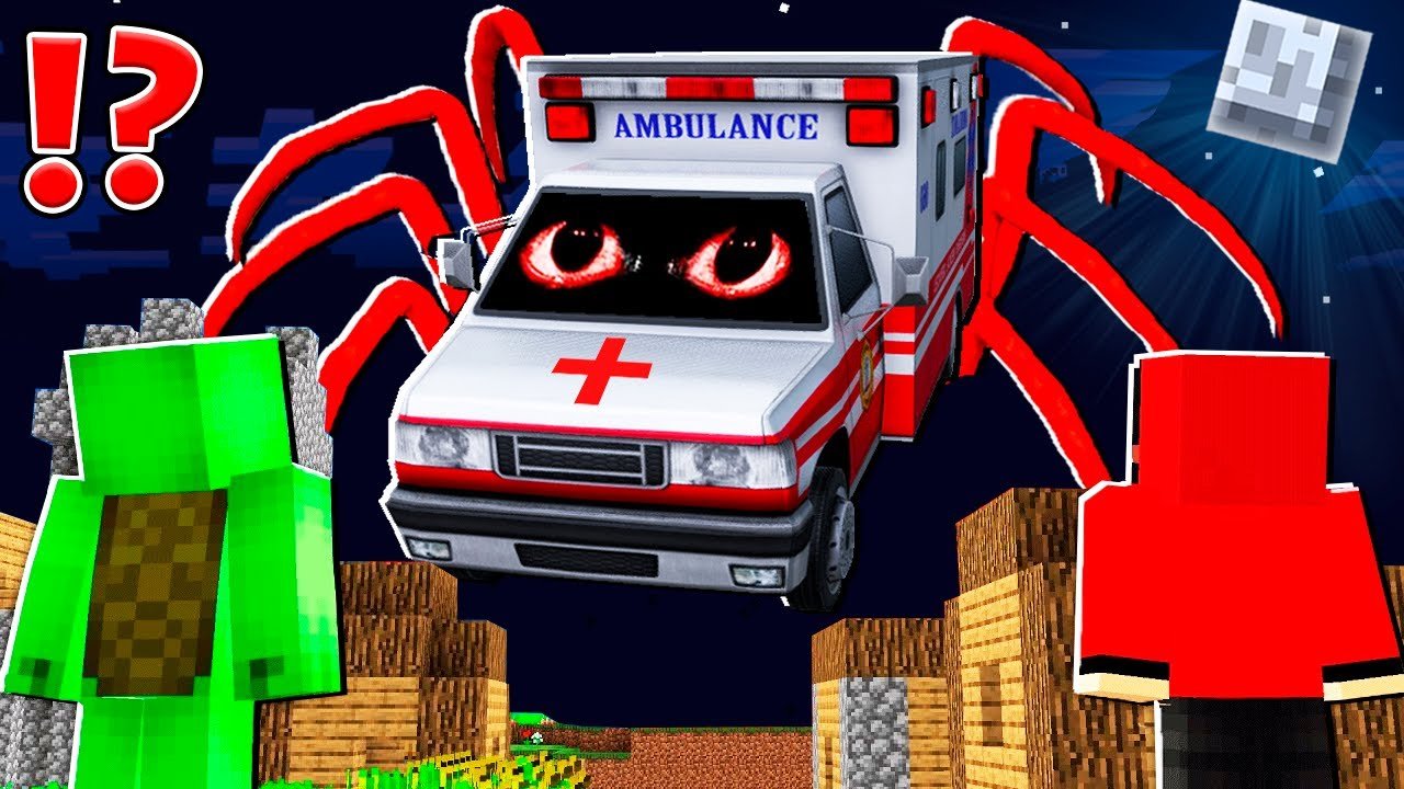 AMBULANCE MONSTER TITAN vs JJ and MIKEY at 3AM ! - in Minecraft Maizen
