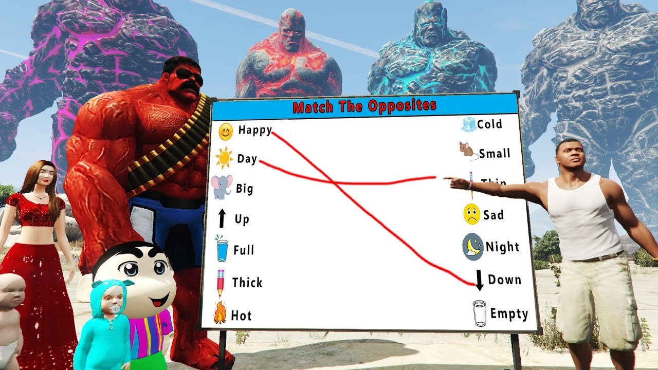 Franklin Take EVS Match the Opposite words Test with Lava God Shinchan in GTA 5