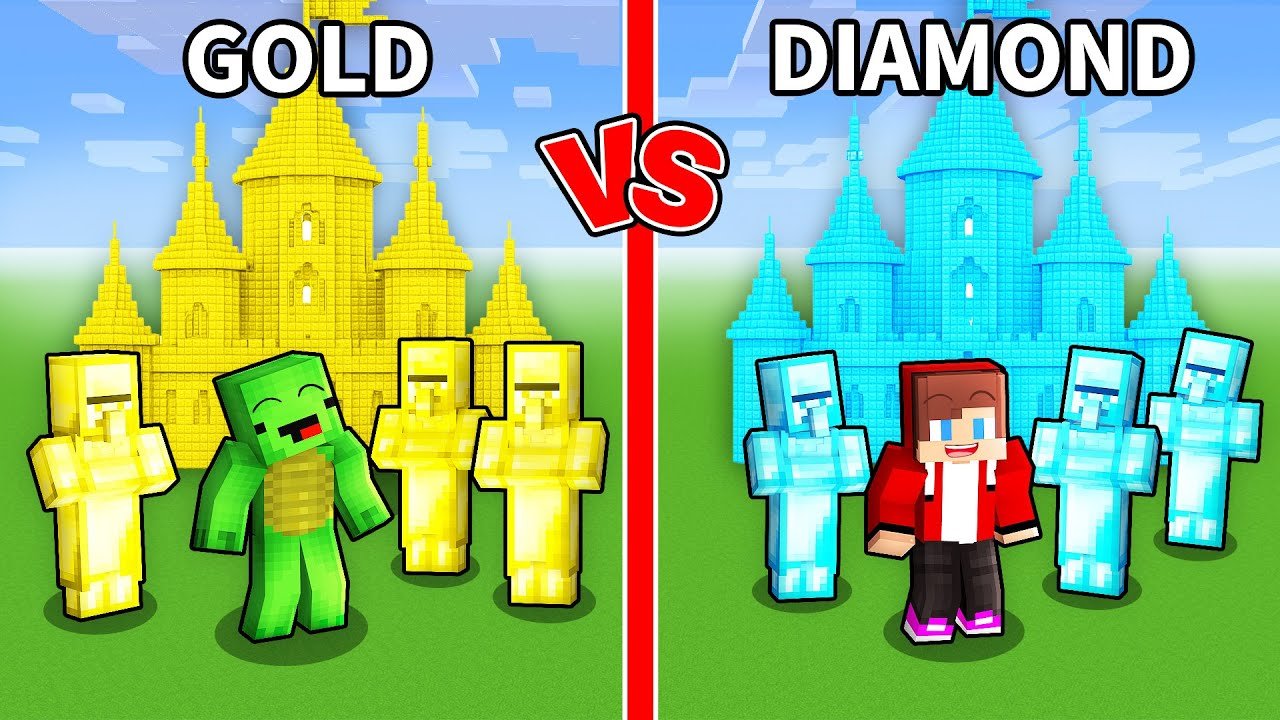 Mikey Gold vs JJ Diamond Build a Kingdom Challenge - Minecraft Maizen