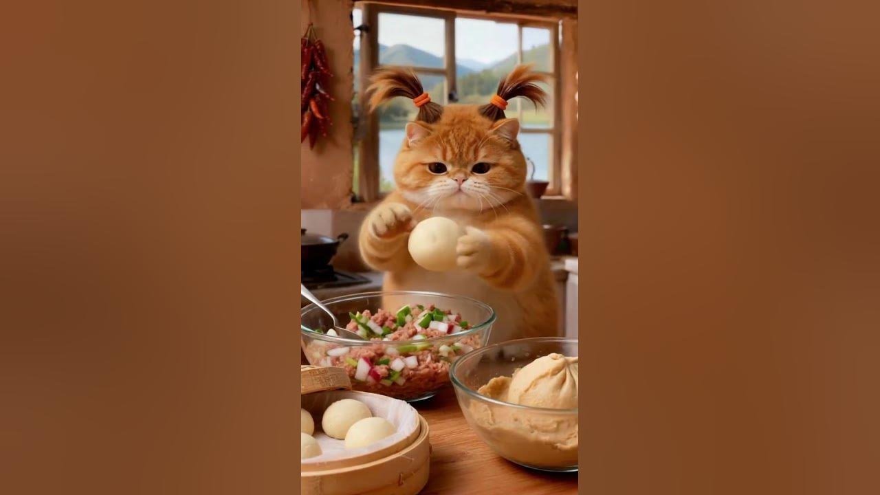 Chubby orange cat’s cooking always brings me nice surprises.#cat #ai #funny#tiger #funnycats