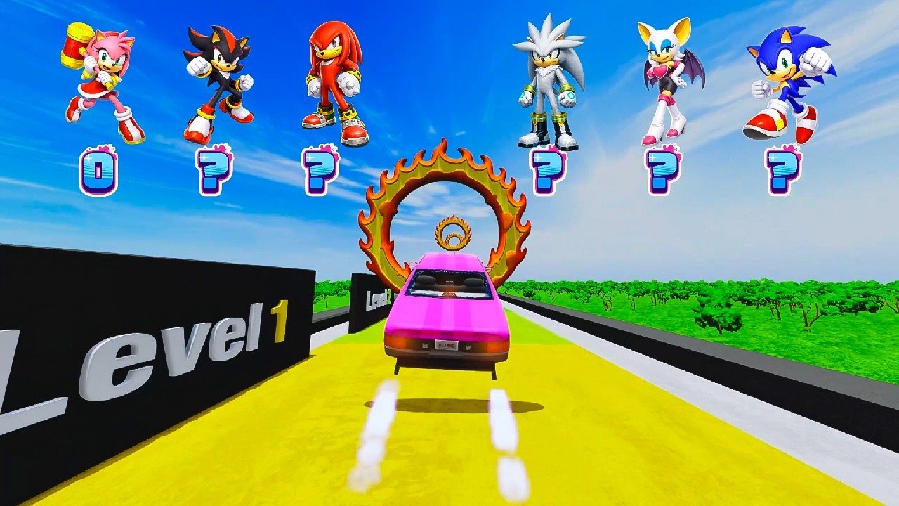 🚀 Sonic and Pals Acceleration Test(100 Speedbumps Challenge) - Who can win ?? Beam.NG Drive