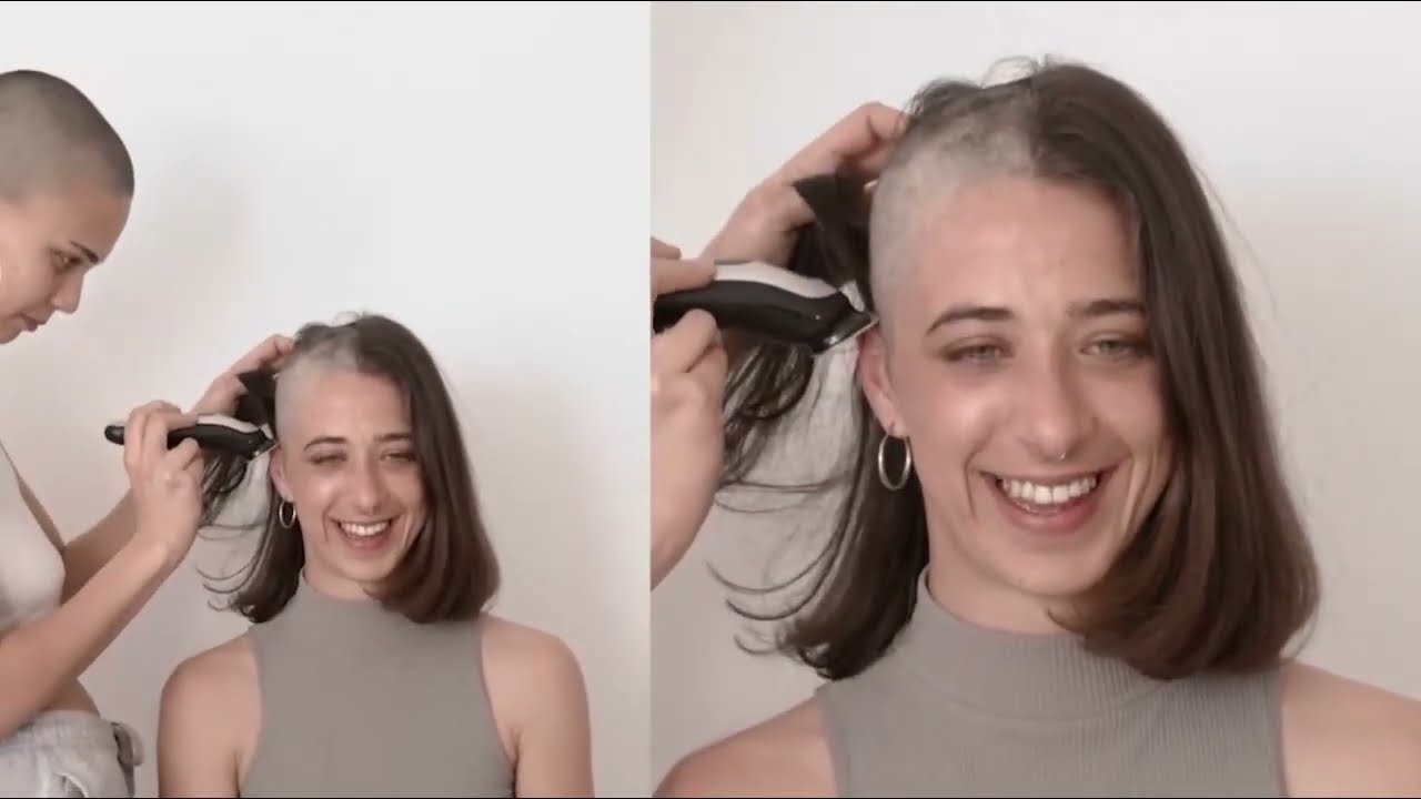 A Beautiful Girl Headshave From Long to Zero Buzzcut