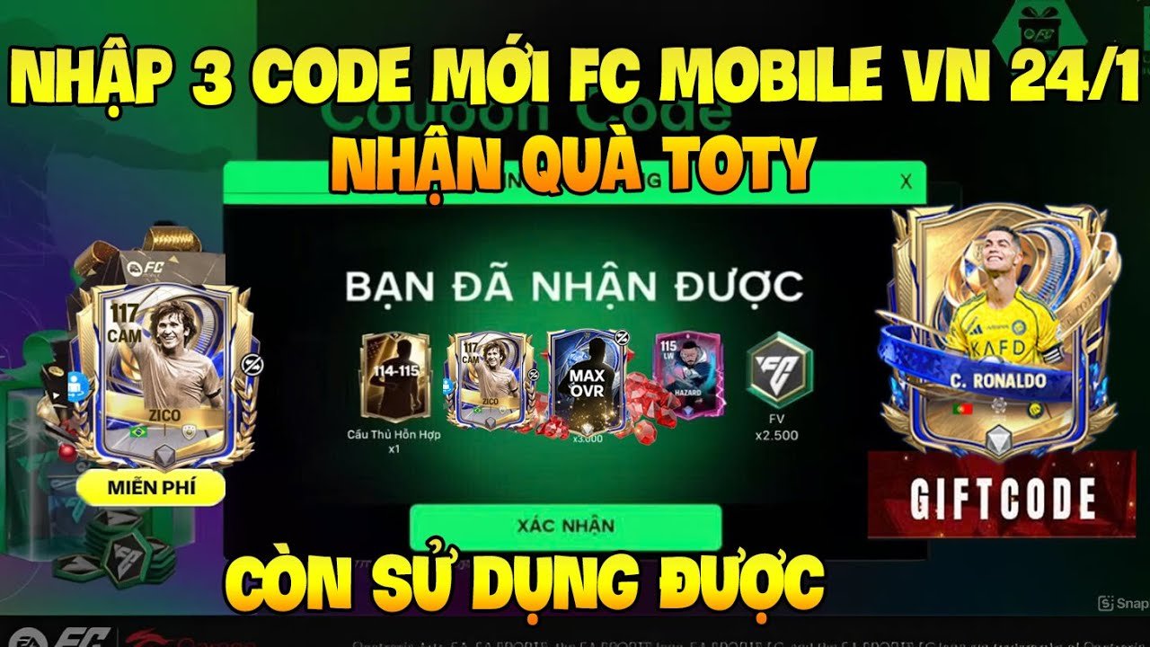 Tổng Hợp 3 Code Fc Mobile VN Mới Nhất 24/1 Nh...