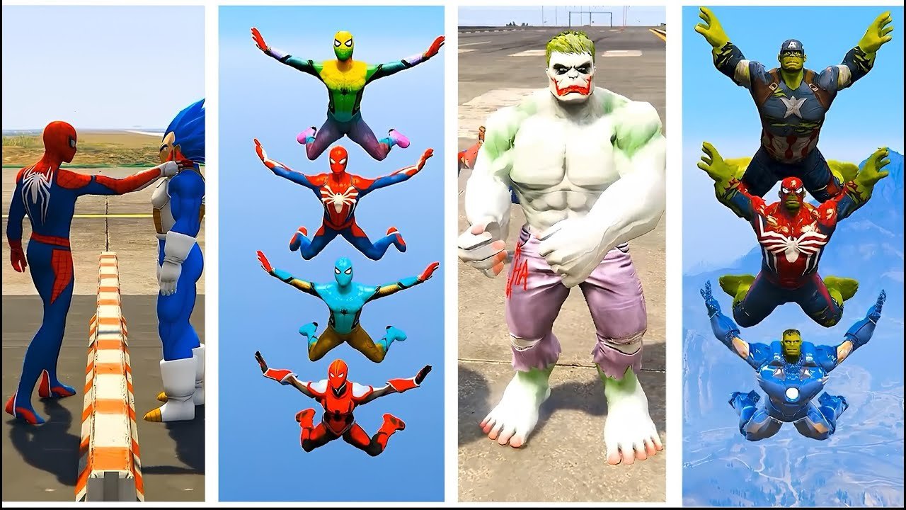 SUPERHERO MEGA BATTLE #1 MARVEL AND DC SUPERHERO BATTLE SPIDERMAN VS IRONMAN VS FLASH VS SUPERMAN