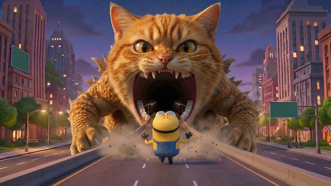 MINIONS vs GIANT MONSTER CAT 😱 The Horrifying Battle! | Funny Minions Animation