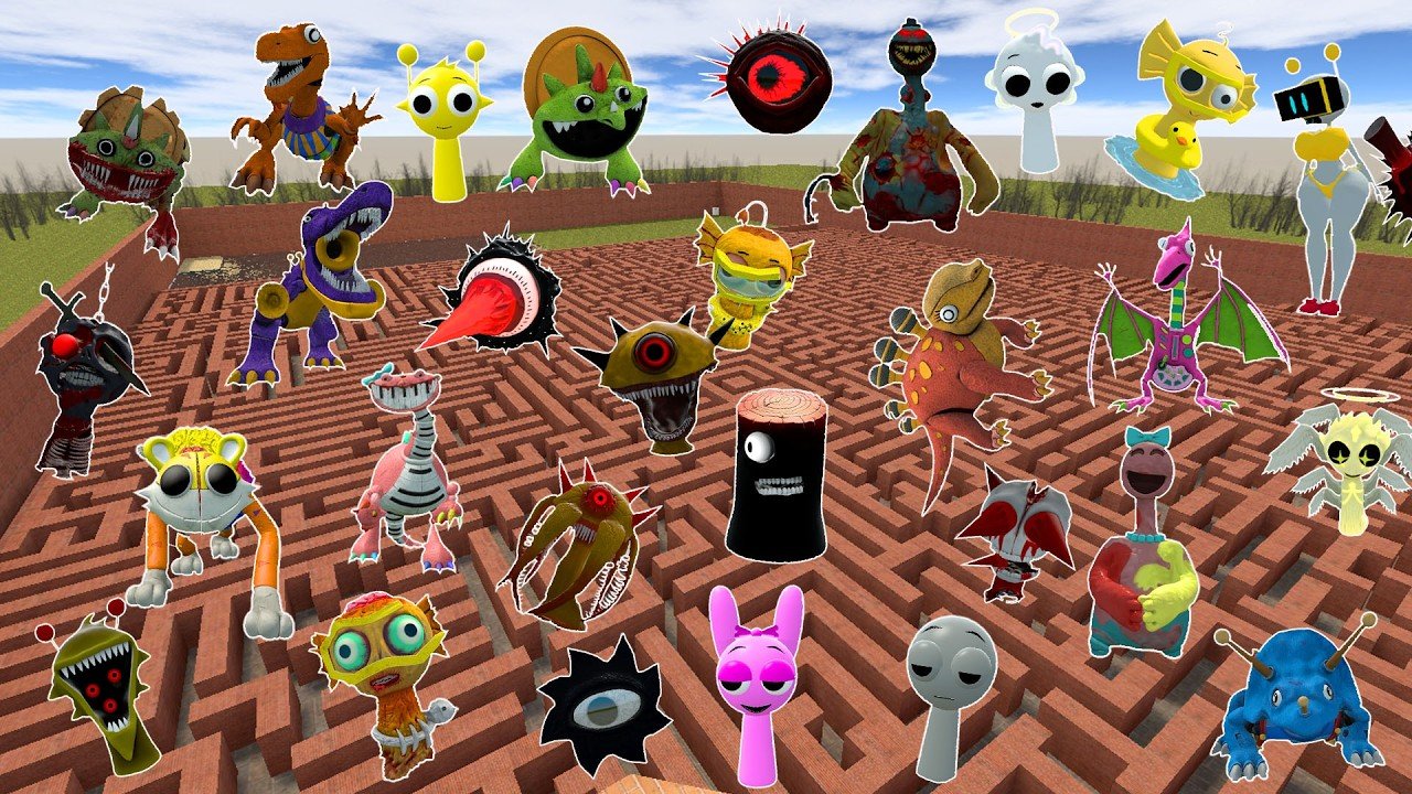 BIG MAZE ALL INCREDIBOX MISS SPRUNKI FAMILY MR SUN MOON FUN COMPUTER PHASES SPARTAN KICKING Gmod