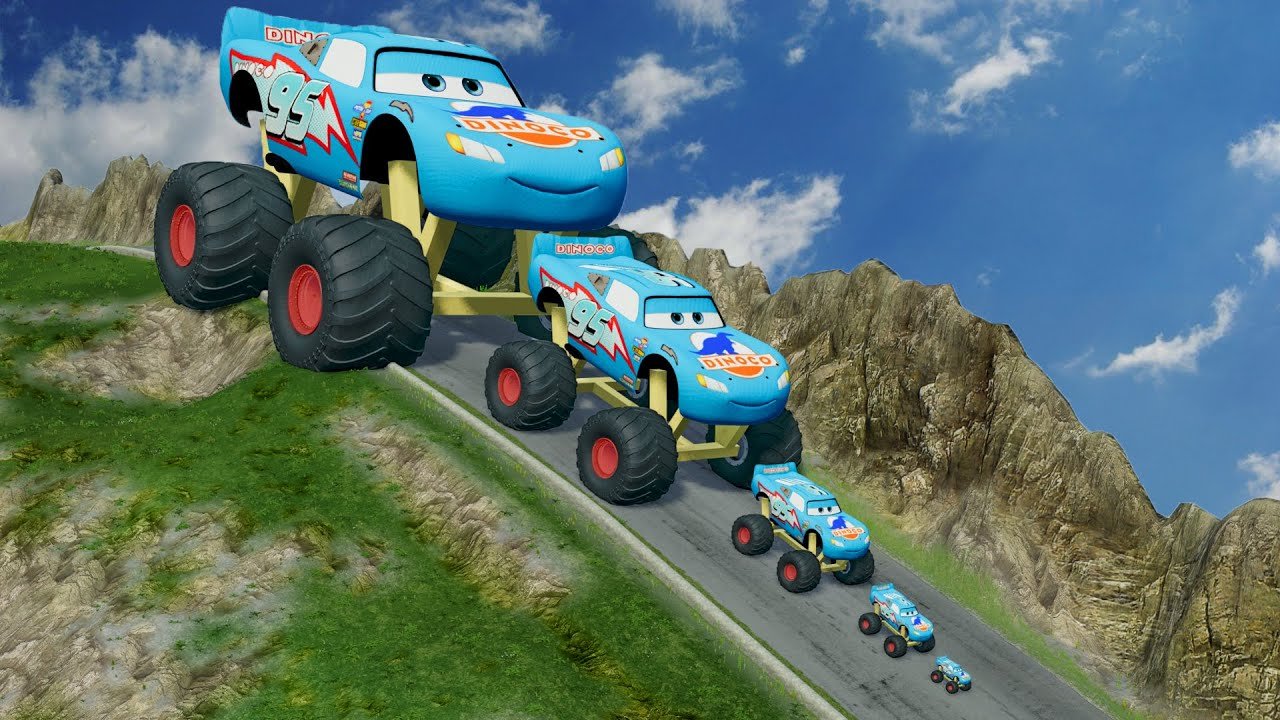 Dinoco Lightning Mcqueen vs DOWN OF DEATH in BeamNG.drive