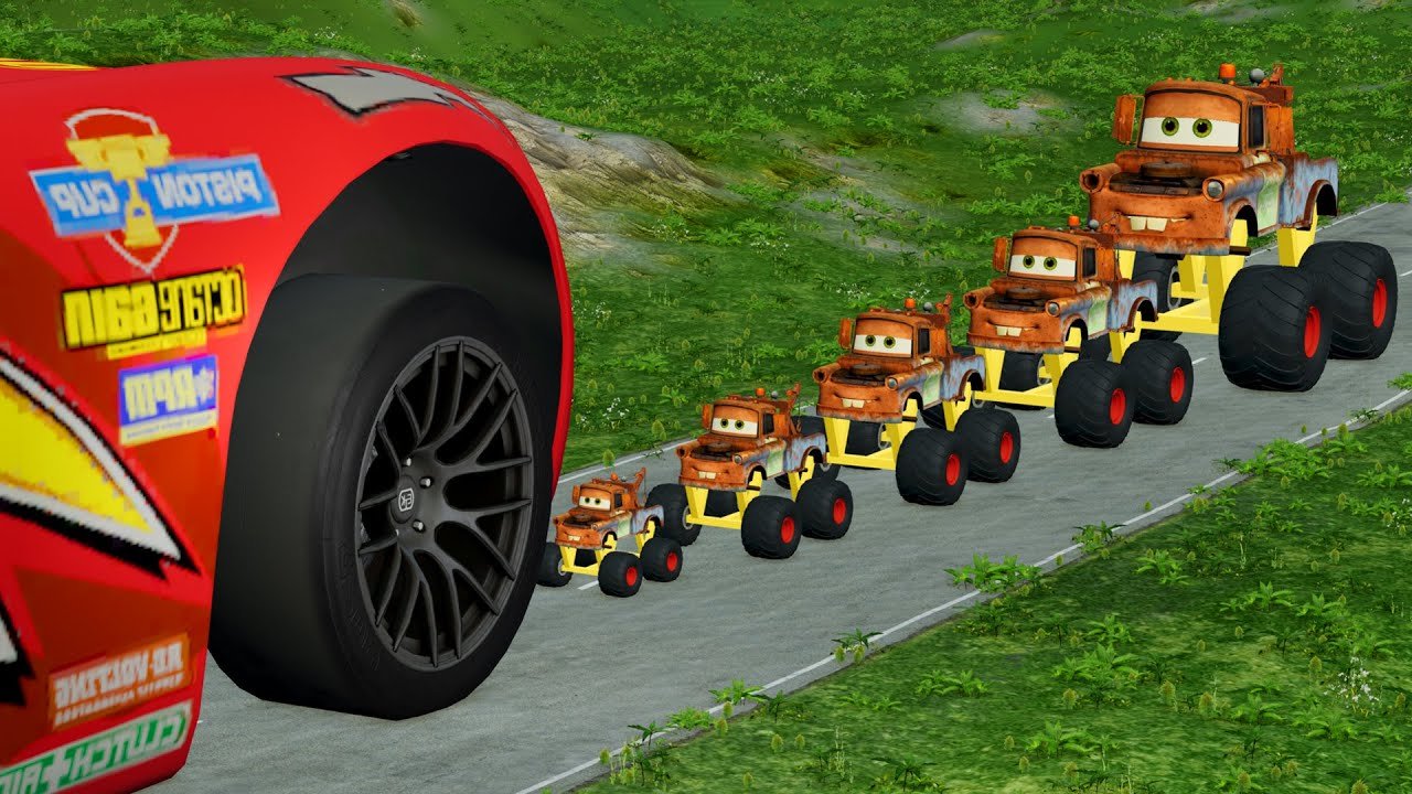Truck Tow Mater vs Big Lightning Mcqueen in BeamNG.drive