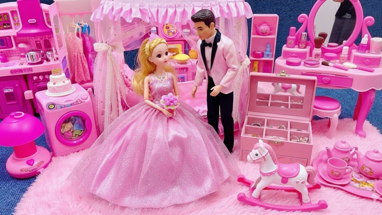 8 Minutes Satisfying Unboxing Cute Barbie Family Play Set, Royal Princess Home Toys Review
