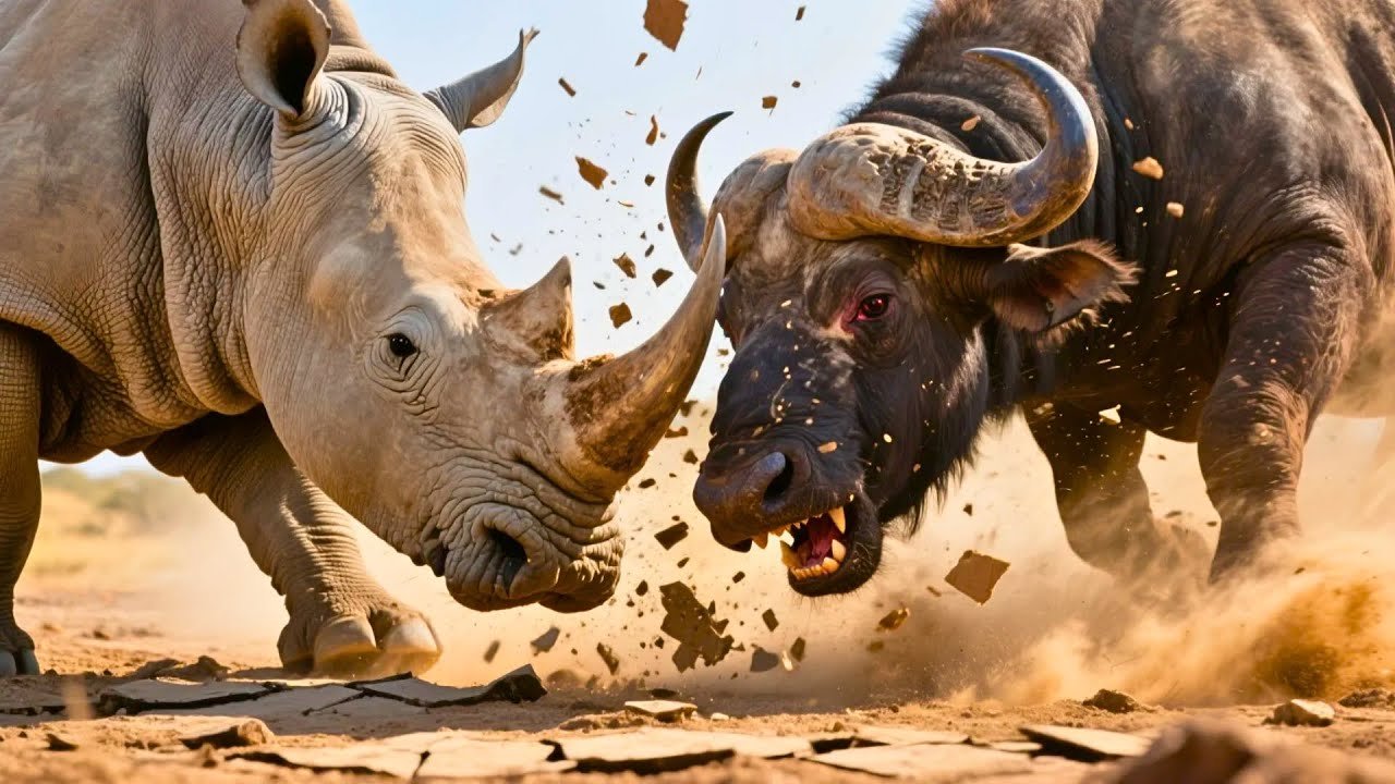 Savage Encounter: Rhino vs Buffalo | The Primal Fury Showdown