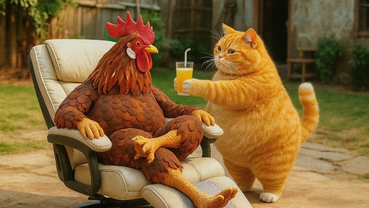 Funny cat and golden egg