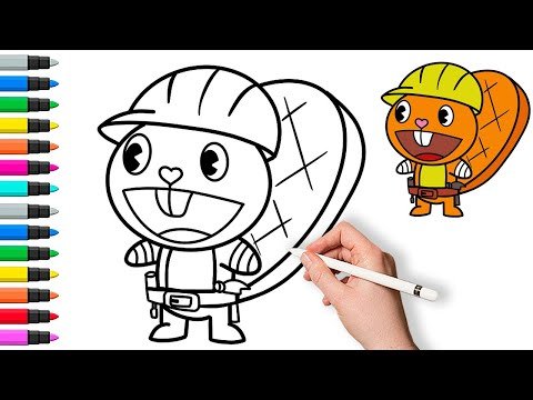 How to Draw Handy from Happy Tree Friends | Painting and Coloring for Kids & Toddlers