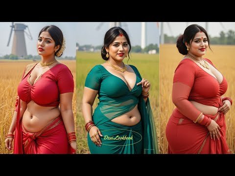 🌾 Saree Lookbook | Golden Fields & Windmill Backdrop | Graceful Rustic Fashion | Desi Vibes AI ✨💃