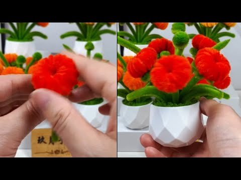 How To Make Pipe Cleaner Flower Mini Pot | Very Easy Diy Crafts | Flower Chenille Stems