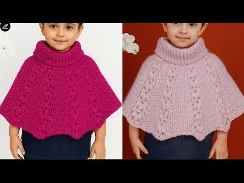 بونشو (شال) كروشيه بغرزه رقيقه وردات بارزه سهل للاطفال والكبار ج1 crochet Shawl