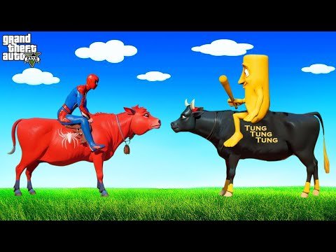 Spiderman Cow With Tung Tung Sahur Bridge Sha...