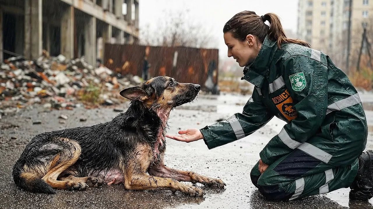 Abandoned and hopeless, the German Shepherd s...