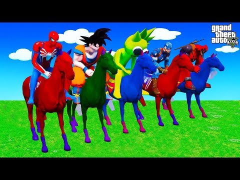 Red Spiderman Horse VS Superhero Horse RACING...