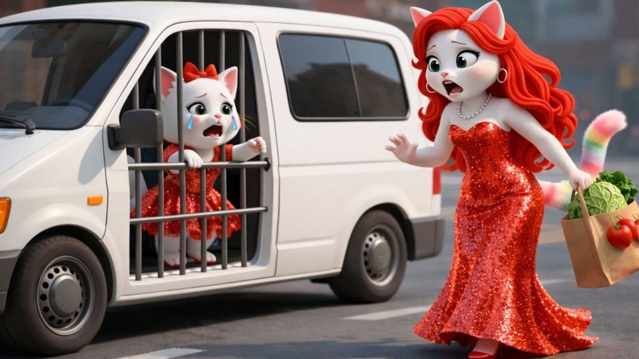 Mama Cat Saves Kitten from Car Animal Catcher...