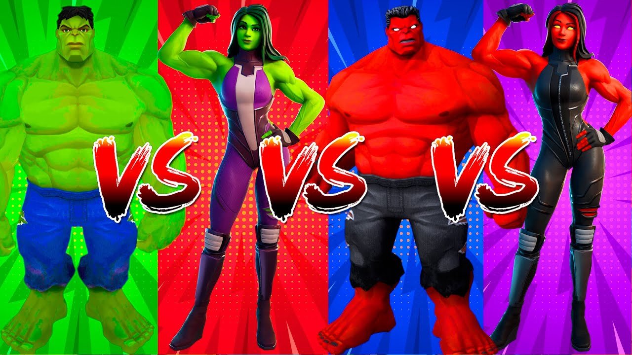 SUPERHERO COLOR DANCE CHALLENGE Hulk vs She-Hulk vs Red Hulk vs Red She-Hulk