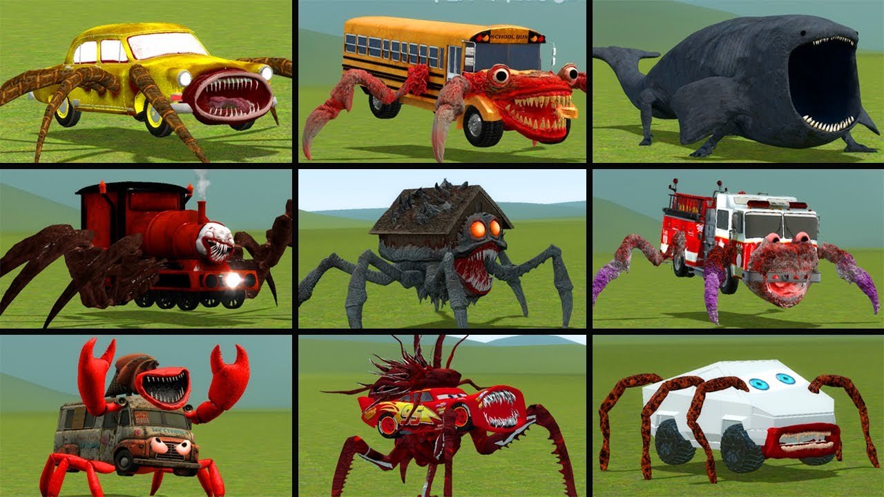MONSTER HOUSE, CAR EATER, SCHOOL BUS EATER, THE BLOOP, CHOO CHOO CHARLES, MCC QUEEN EATER IN GMOD!!
