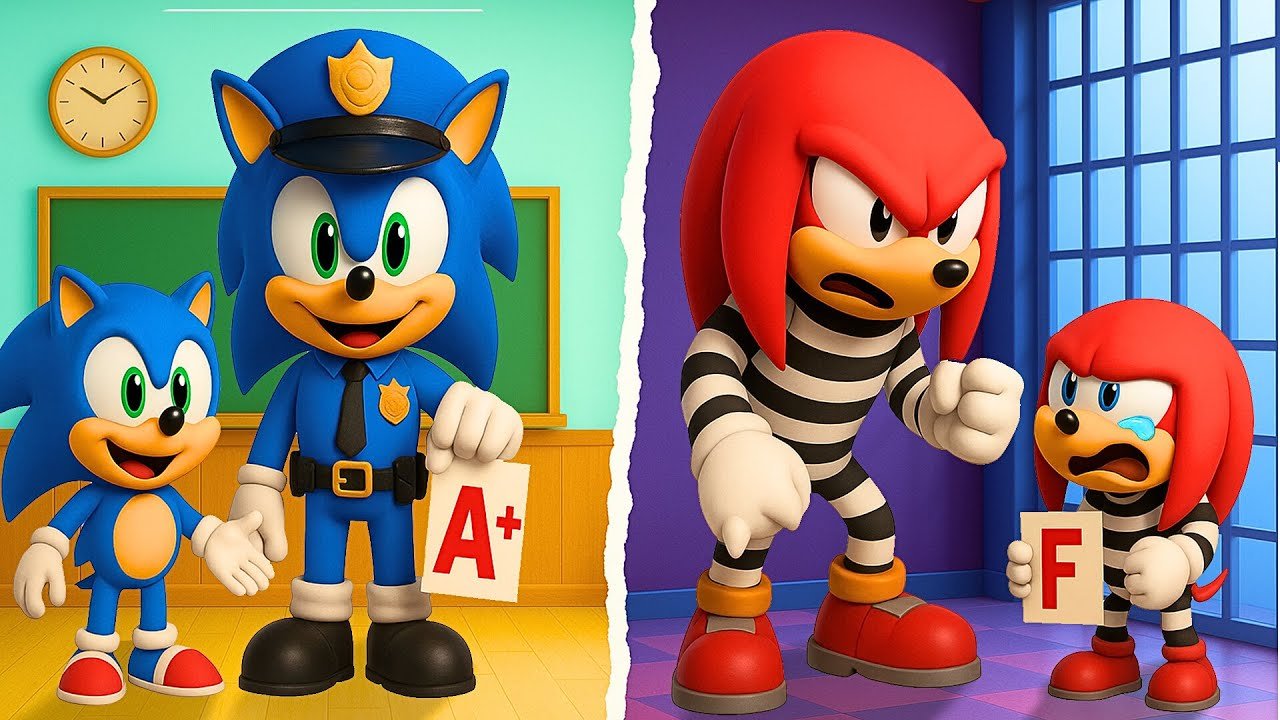 POLICE Sonic vs PRISONER Knuckles Family! Knu...