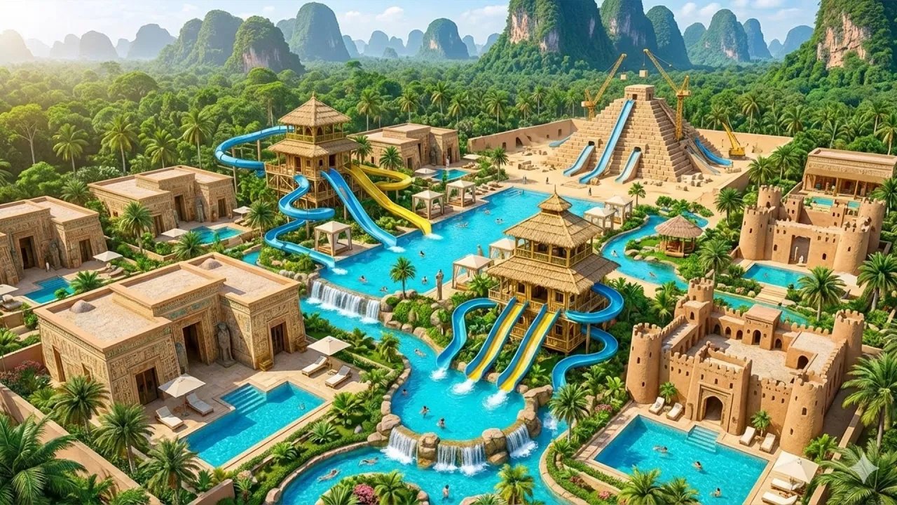 Building the Most Insane Ancient Water Park Resort in the Deep Jungle, Featuring Massive Stone