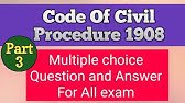 Code of Civil Procedure solved Paper part 3 | MCQ TEST 2020| JUDICIAL EXAM| Section 1 to 8