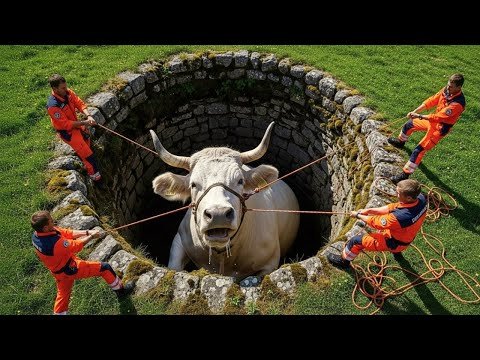 Heroic Rescue Team Saves Innocent Cow from Deadly Well Trap