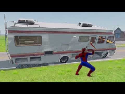 Spider-Man Appeared in BeamNG.Drive With Huggy Wuggy, Among US, Brawl Stars
