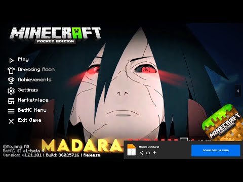 Madara Uchiha UI For MCPE 1.21+ | Anime Boy UI For MCPE 1.21+