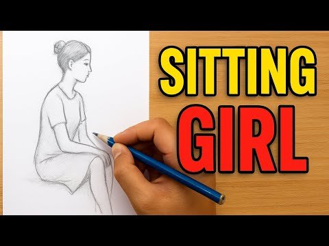 How to draw a girl sitting in mountain || diy...