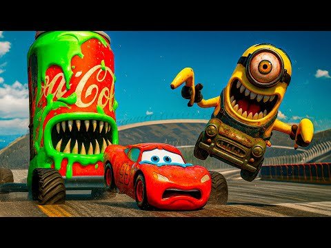 Lightning McQueen Car Eater vs MINION.EXE GREATER EATER & COKE CARS EATER Epic Escape | BeamNG.drive