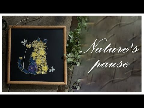 Pressed flower artwork - Cute little Kitten