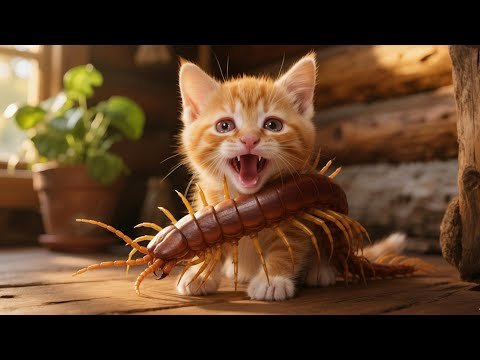 Kitten Attacked by Giant Centipede 🐛 Mother Cat Rushes to the Rescue 💔 Cat Videos | Kucing Cute Cat