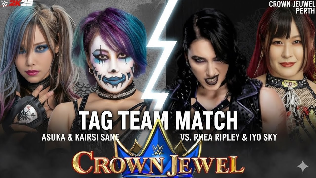 Rhea Ripley & IYO SKY vs Asuka & Kairi Sane | WWE 2K25 Crown Jewel Perth | Tag Team Match